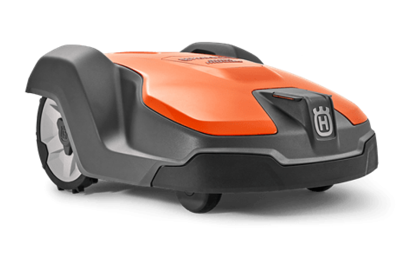 Husqvarna AUTOMOWER® Mähroboter 520, dunkelgrau und orange, vier Räder.